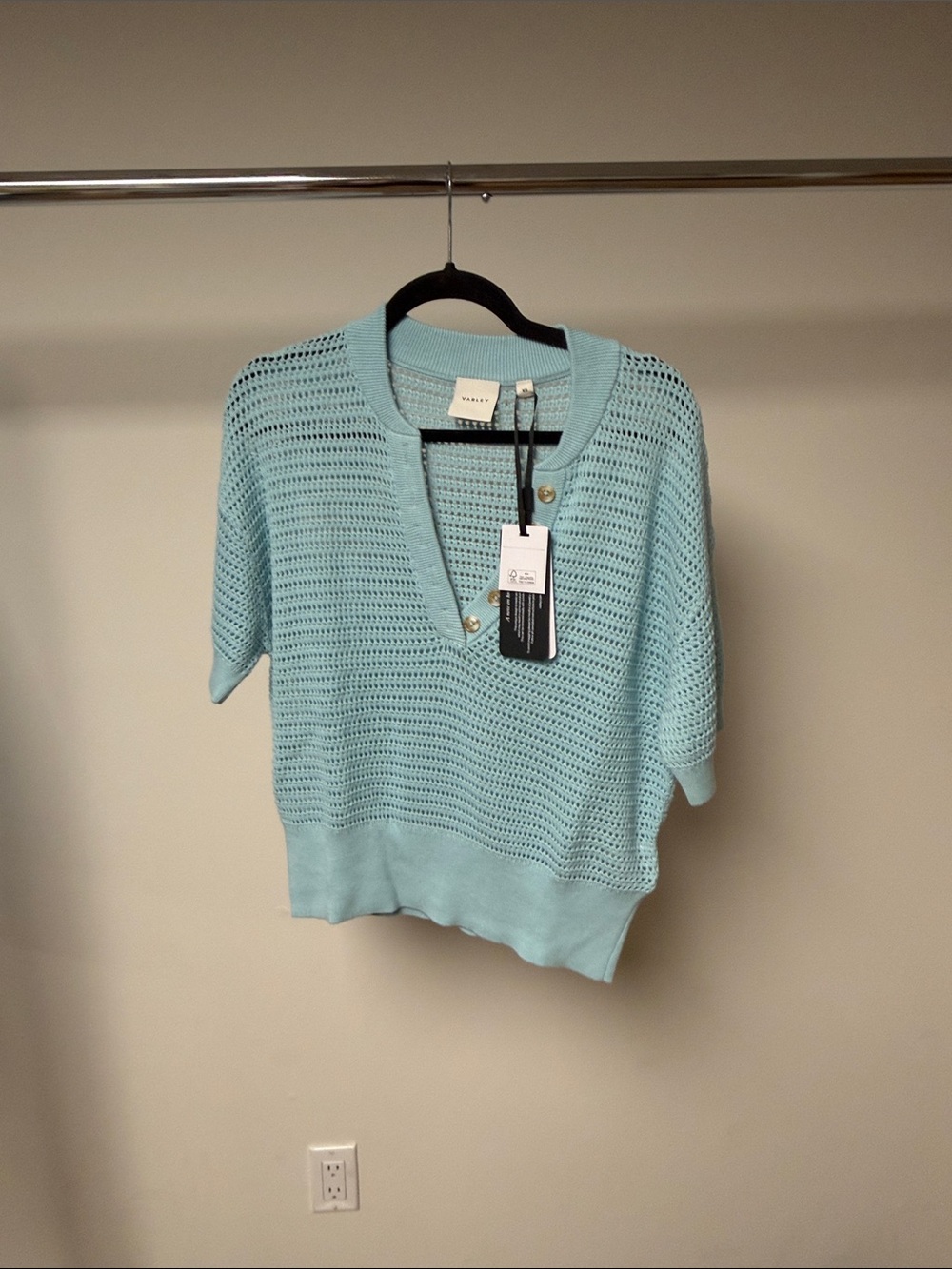 Varley Callie knit top porcelain blue